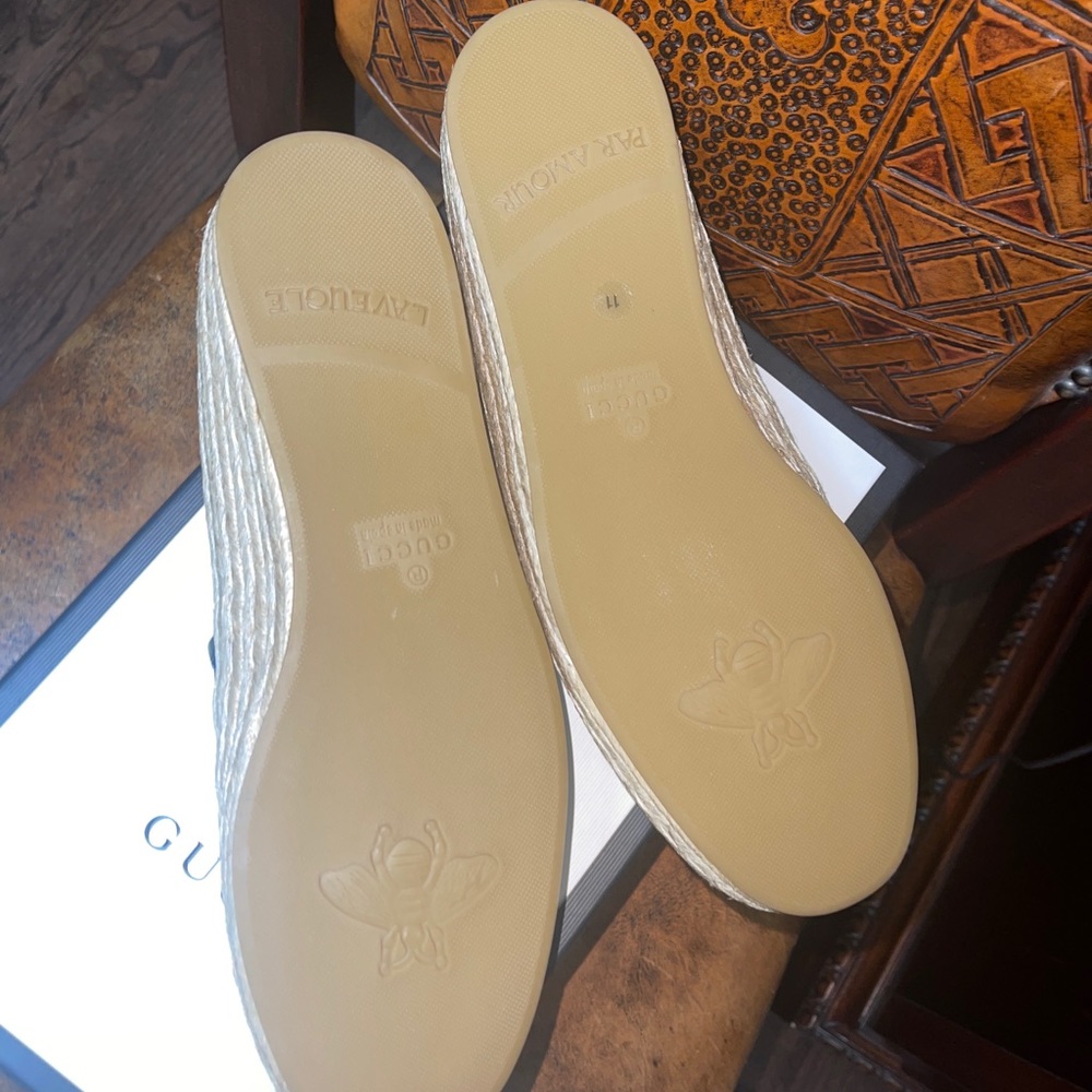 Gucci London Blue GG  Mignon Soft Canvas Horsebit Flat Espadrilles Men Sz 11 NIB - Picture 9 of 15